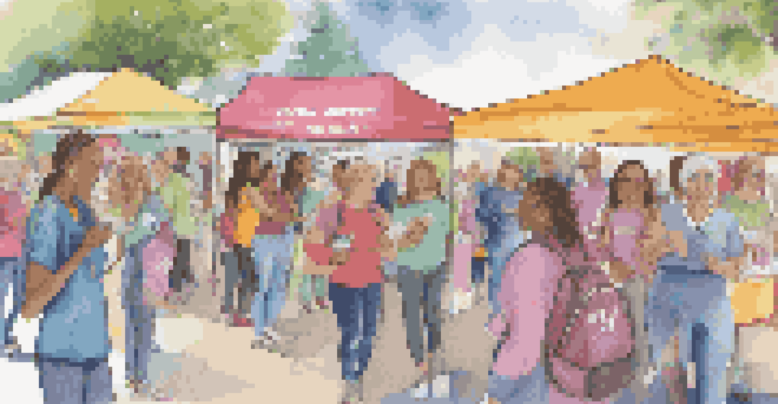 A community event focused on mental health awareness, with women interacting at a booth filled with flyers.