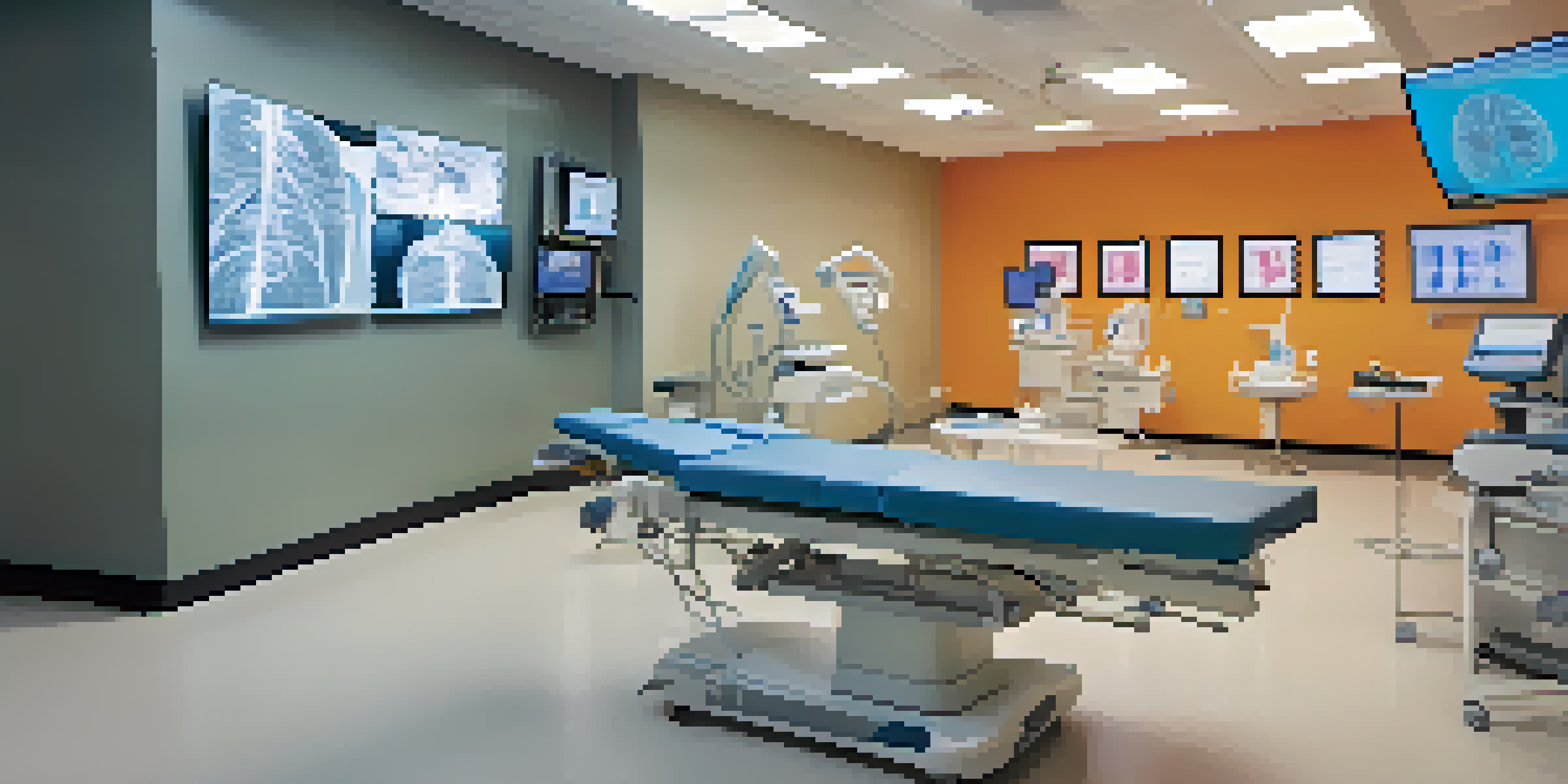 A bright and modern sports medicine clinic with advanced imaging equipment and a healthcare professional consulting an athlete.