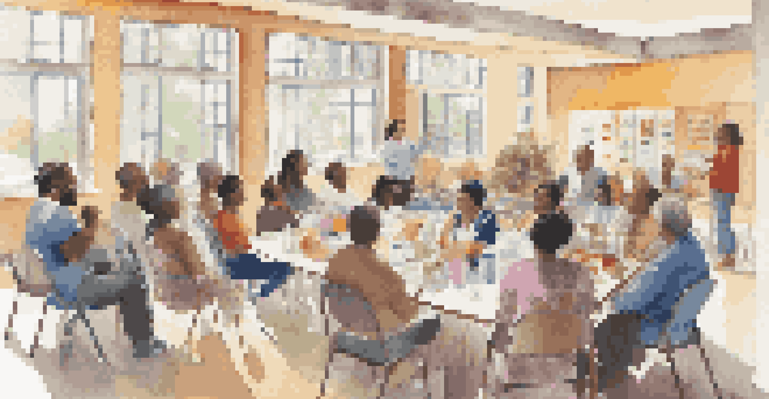 A health researcher presenting culturally adapted health materials to an engaged group of participants.