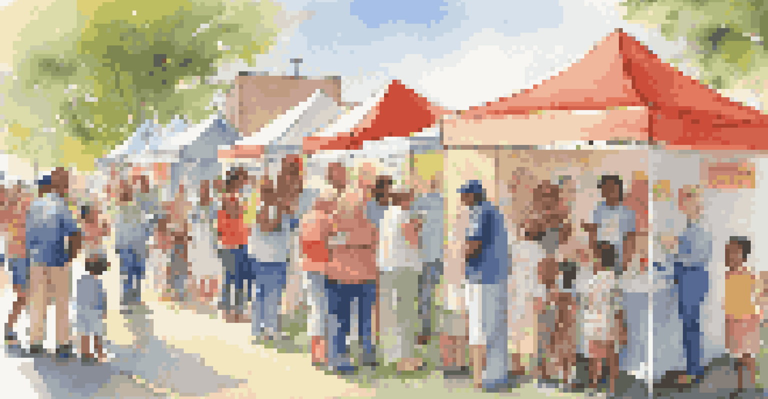Families at a community health fair, engaging with vaccination booths and volunteers, under bright banners.