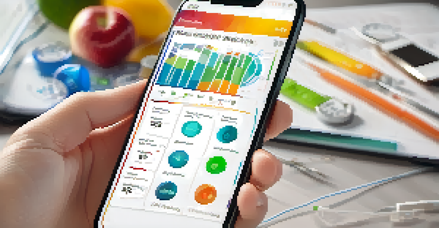 A close-up of a smartphone displaying a mobile health app focused on preventive health metrics and personal health goals.