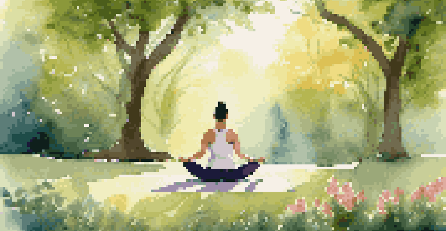 A person practicing yoga in a peaceful park, surrounded by greenery and flowers, illustrating the connection between physical activity and overall health.