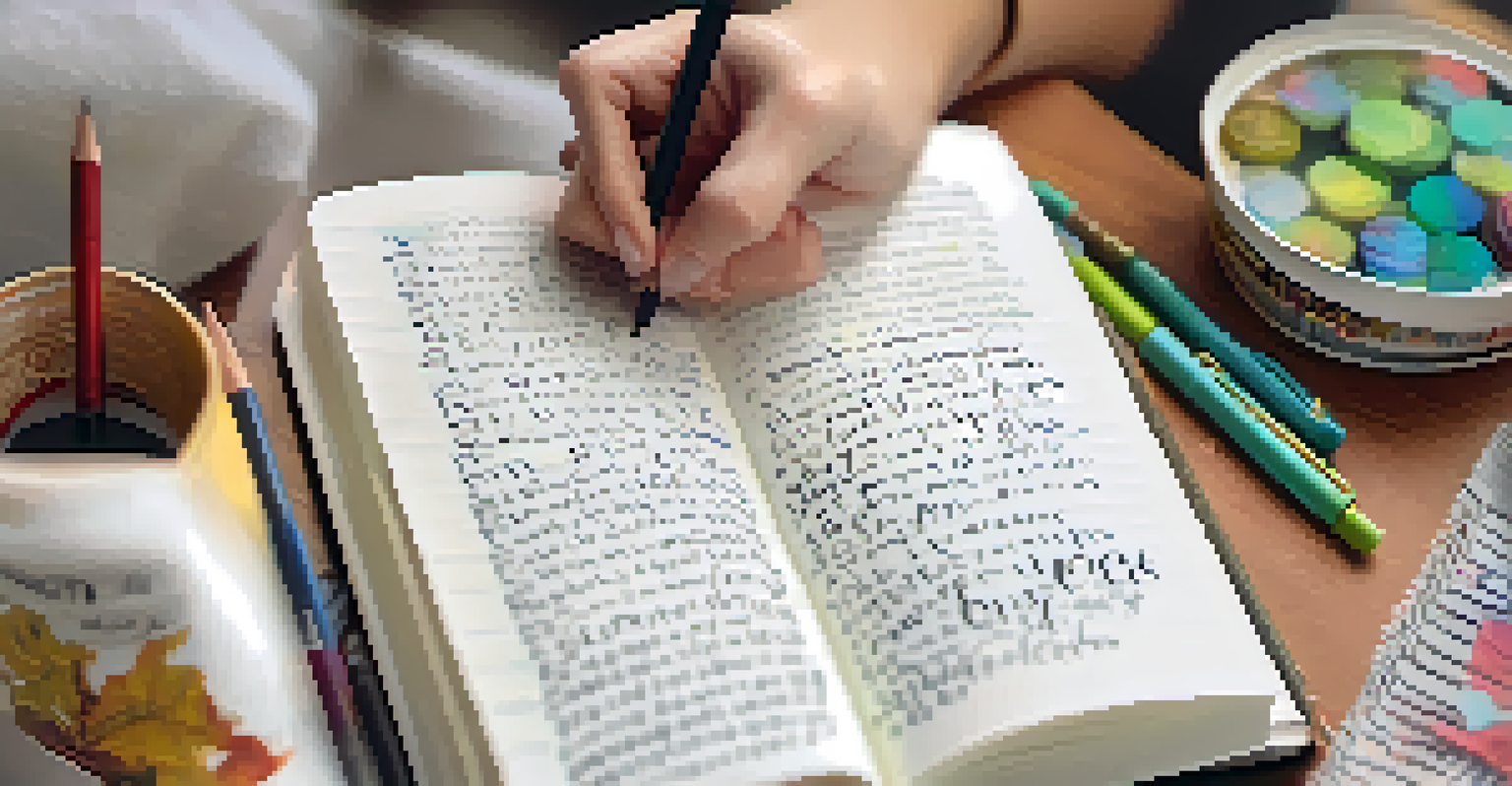 A hand writing 'I am capable' in a journal, symbolizing self-compassion and positivity.