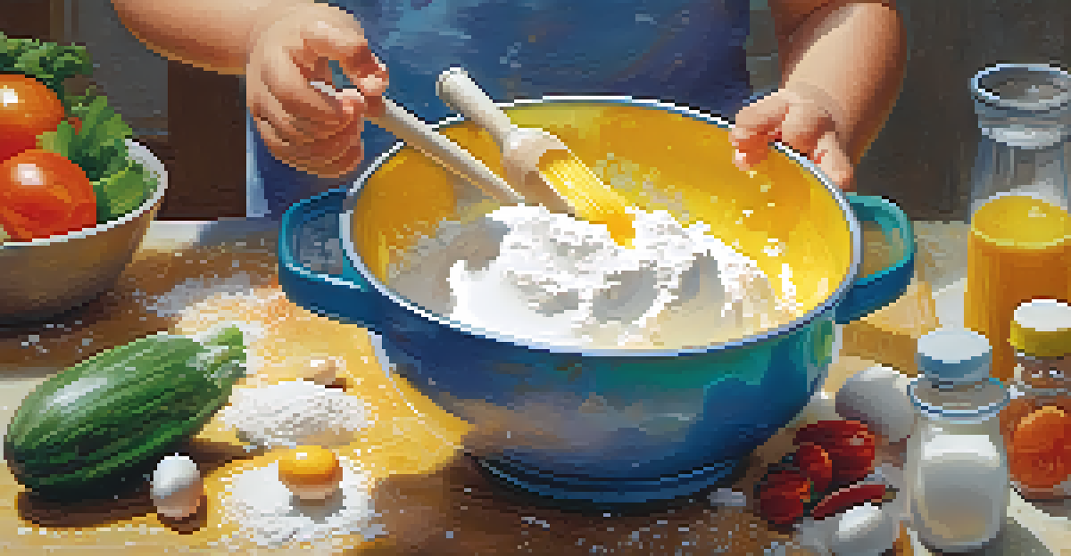 A child mixing ingredients in a bowl, illustrating the fun and creativity involved in cooking.