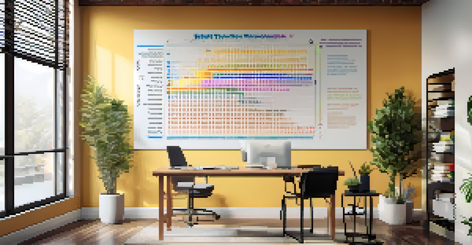 A progress chart on a wall with colorful markers, set in a cozy workspace that promotes motivation and habit tracking.