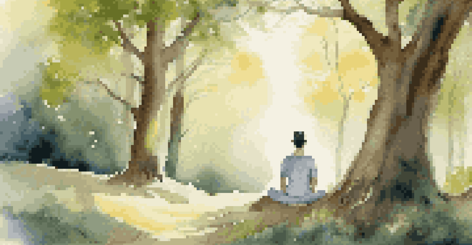 A person meditating in nature, symbolizing stress management for gut health.