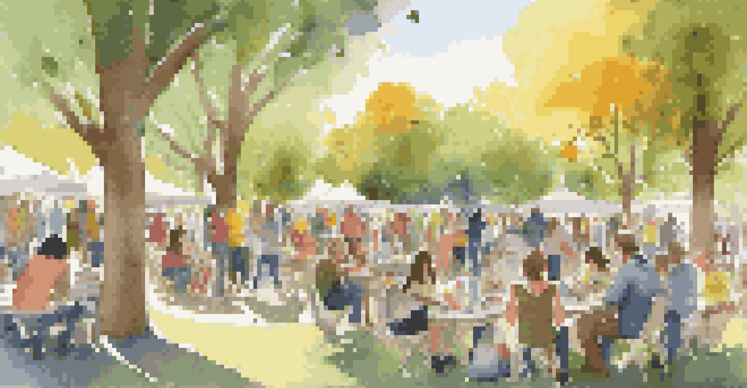 A community gathering in a park, where people are sharing their eco-friendly journals and enjoying each other's company.