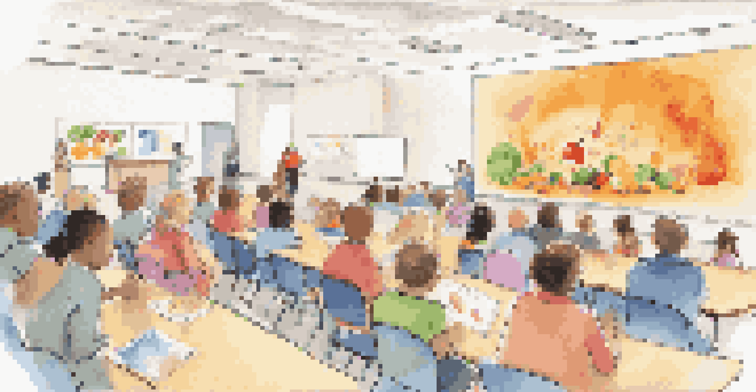A workshop in a school auditorium focused on educating parents and teachers about food allergies.