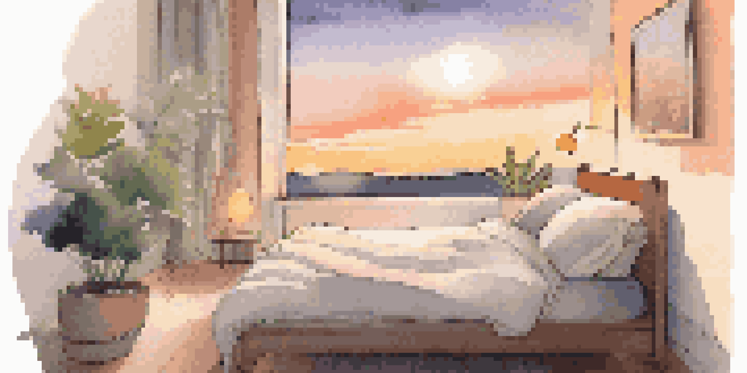 A peaceful bedroom with a smart sleep tracker on a nightstand and warm lighting, creating a calming atmosphere for sleep.