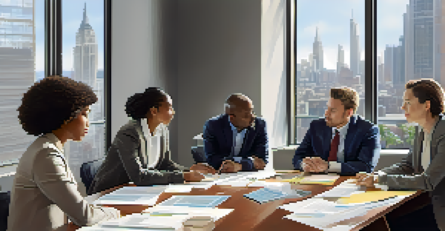 A group of colleagues collaborating at a conference table, emphasizing teamwork and effective communication during a meeting.