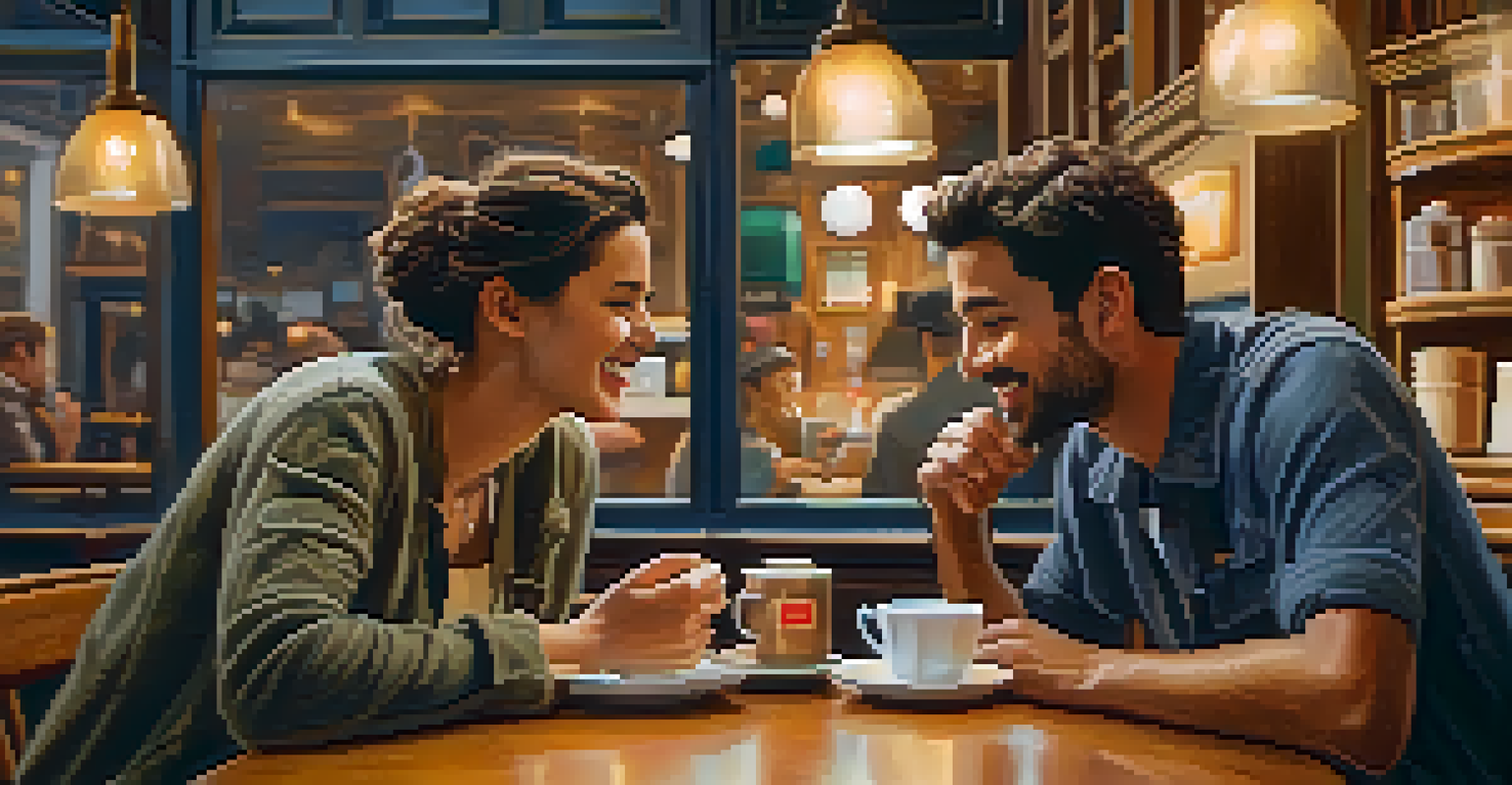 Two friends having a deep conversation over coffee in a cozy coffee shop.