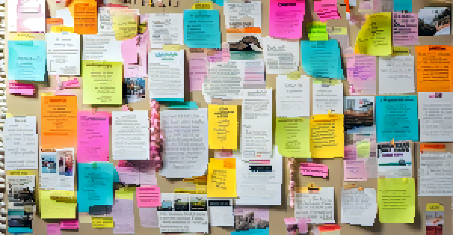 A close-up of a vision board filled with images and quotes about health and positivity.