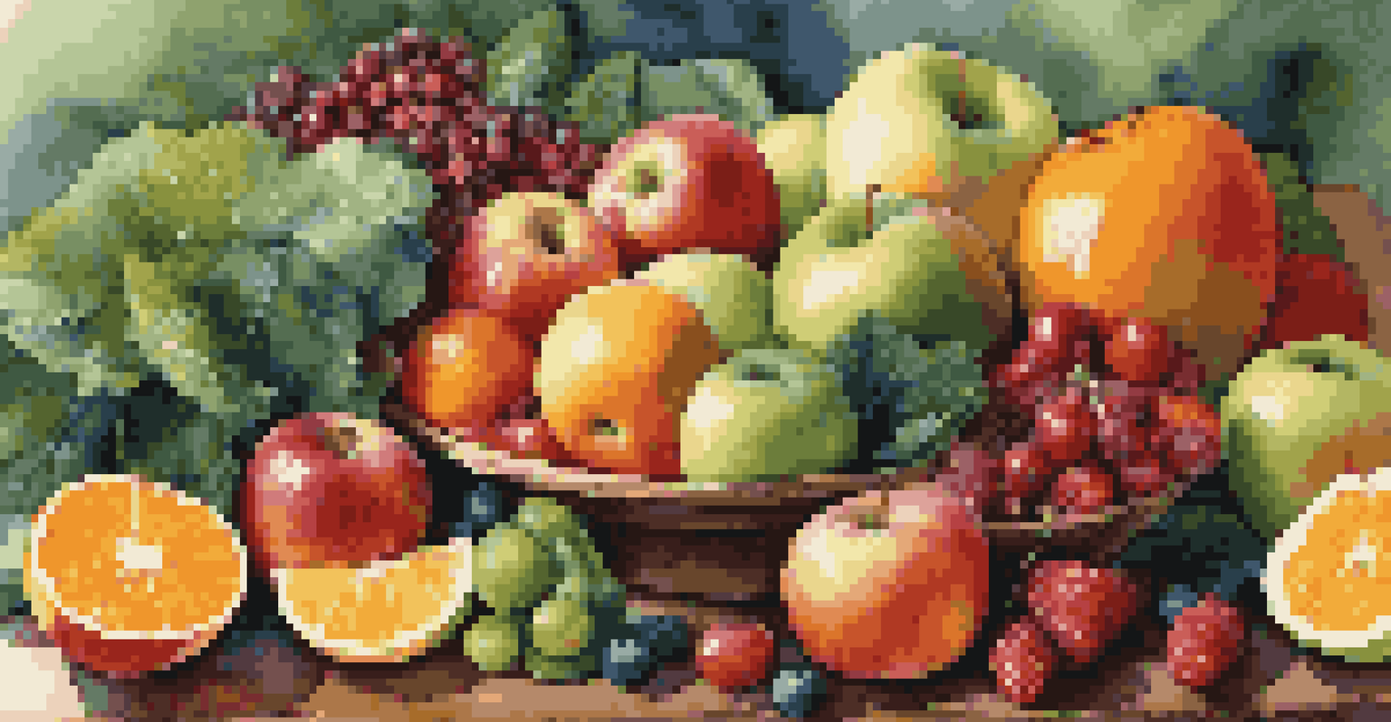 A colorful array of fresh fruits and vegetables on a wooden table, showcasing the importance of a balanced diet for oral and respiratory health.