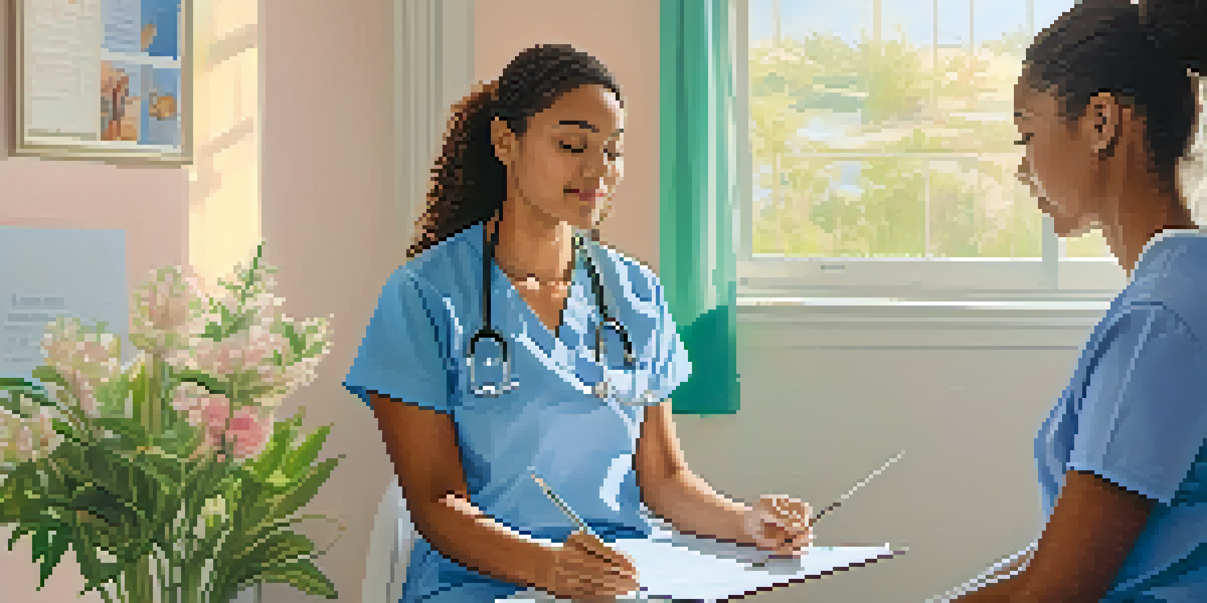 A female healthcare provider is reassuring a young woman in a bright and welcoming healthcare setting, preparing for a cervical cancer screening.
