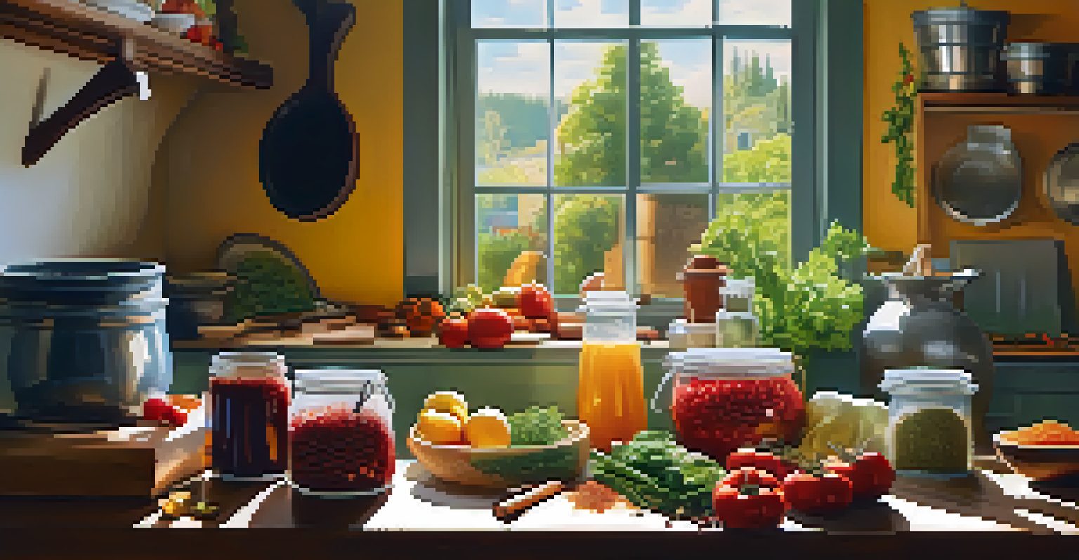 A cozy kitchen with a person chopping fresh vegetables for a meal, sunlight illuminating the colorful ingredients.
