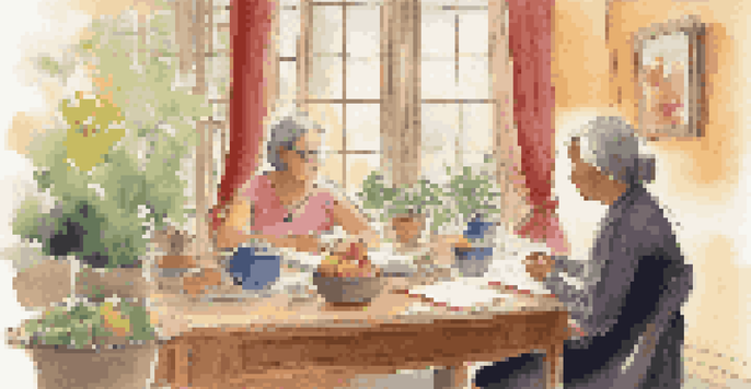 A health coaching session in a cozy indoor environment with a woman taking notes and a health coach guiding her.