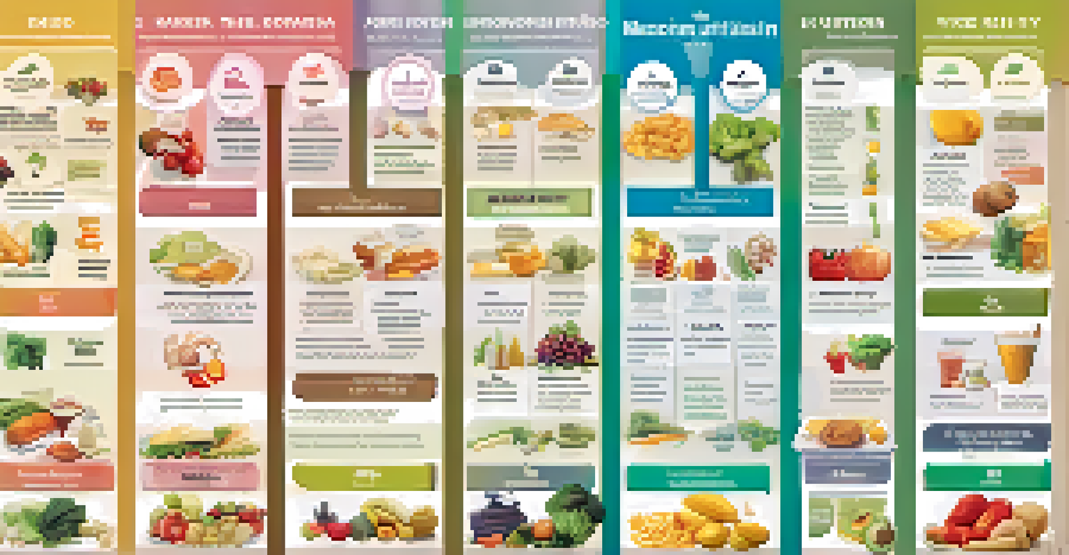 An educational infographic about nutrition, featuring colorful icons and sections explaining macronutrients and micronutrients on a soft pastel background.