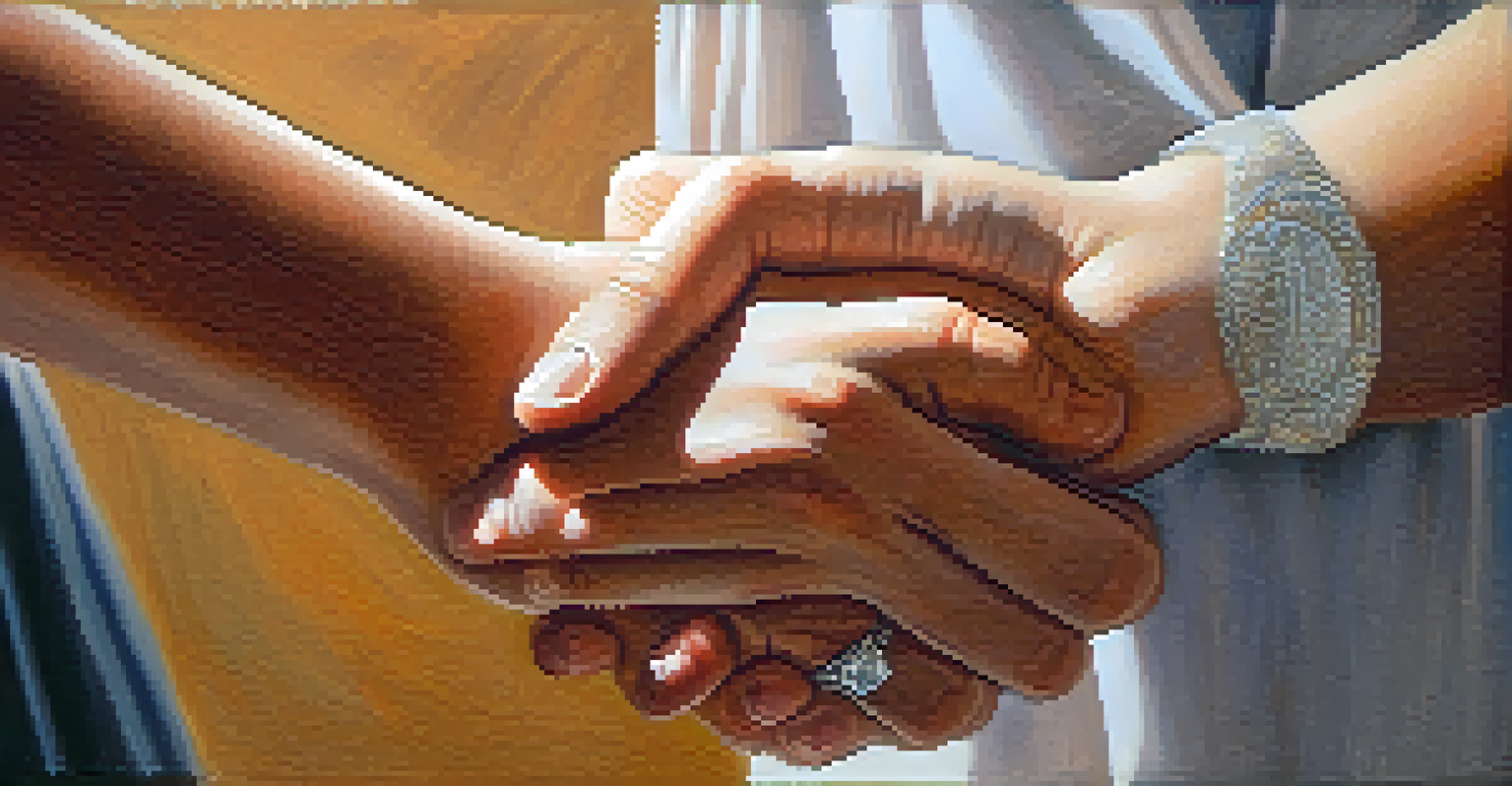 A close-up of two hands holding each other, symbolizing intimacy and trust.