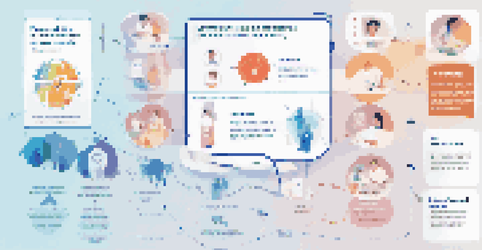 An infographic illustrating the benefits of telehealth with icons for virtual consultations, mobile health apps, and remote monitoring, using a bright and modern color palette.