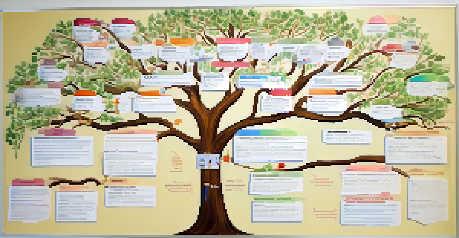 A family tree diagram showing health conditions and lifestyle habits, displayed on a whiteboard.