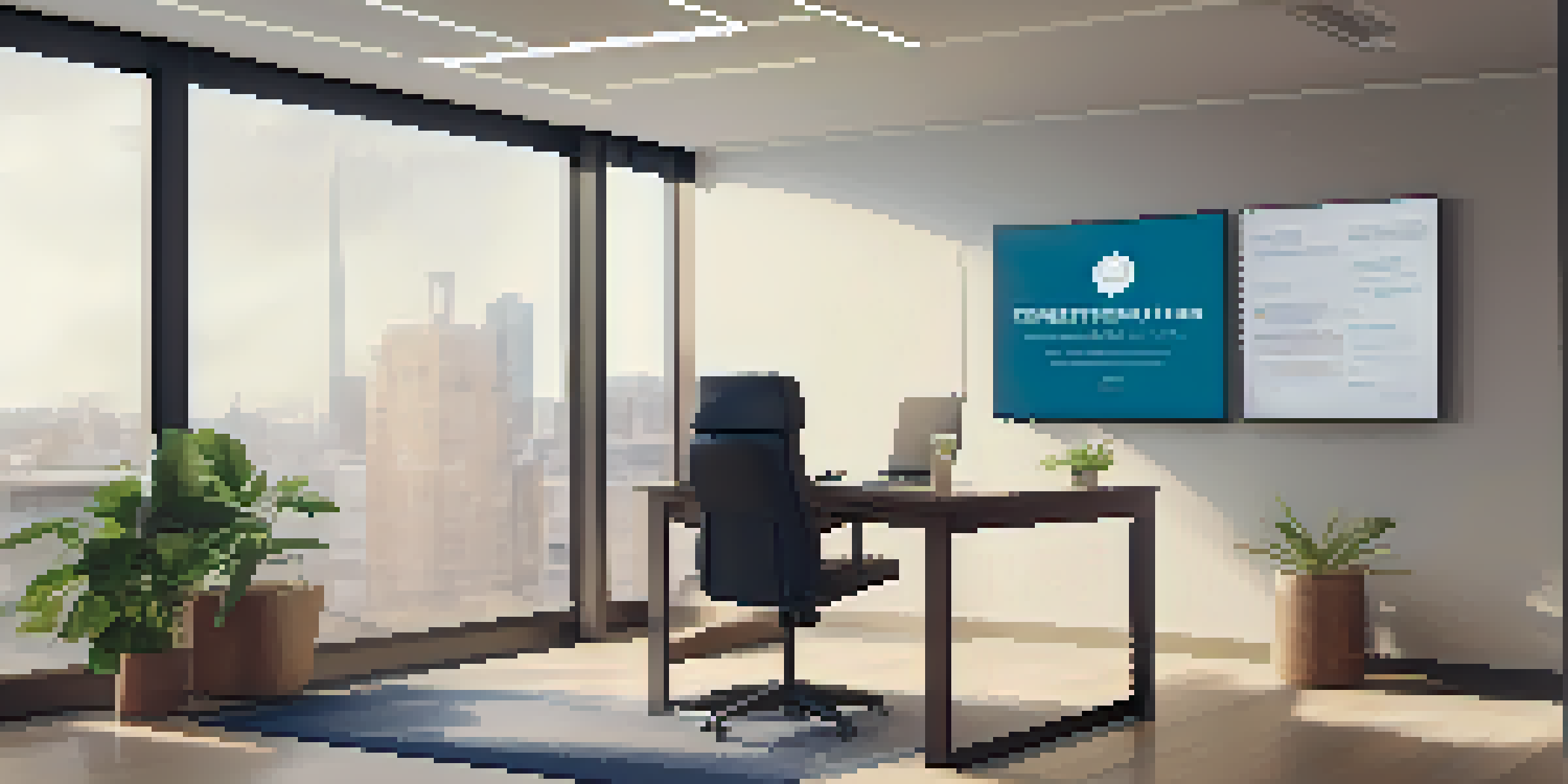 A healthcare provider conducting a telemedicine consultation on a laptop in a well-lit office, with medical certificates and a plant in the background.