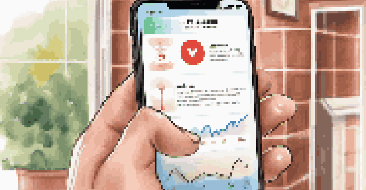 A close-up of a smartphone displaying a health app interface in a cozy home setting.