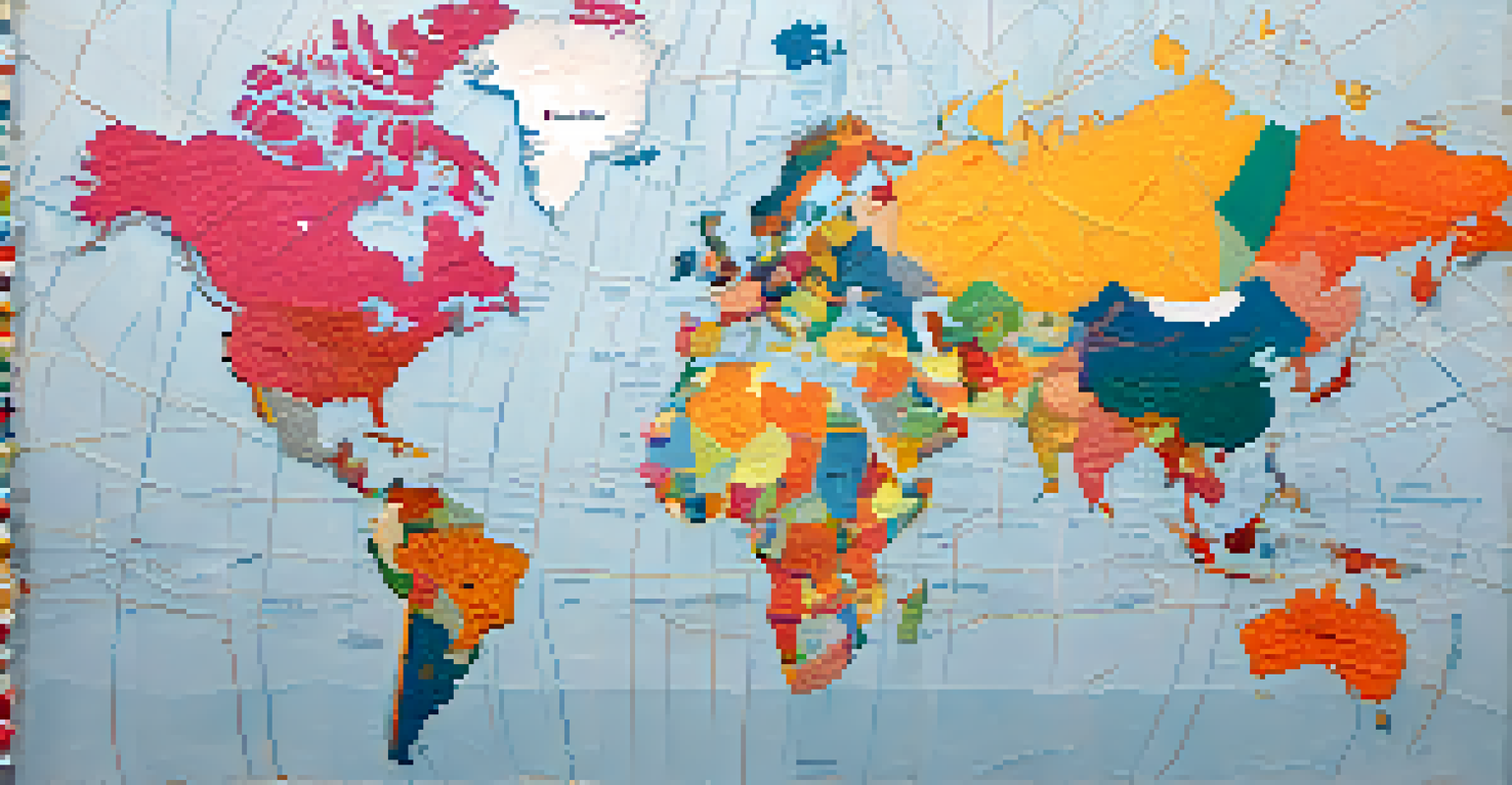 A world map showcasing global vaccine distribution with highlighted countries and interconnected lines symbolizing access and disparities.