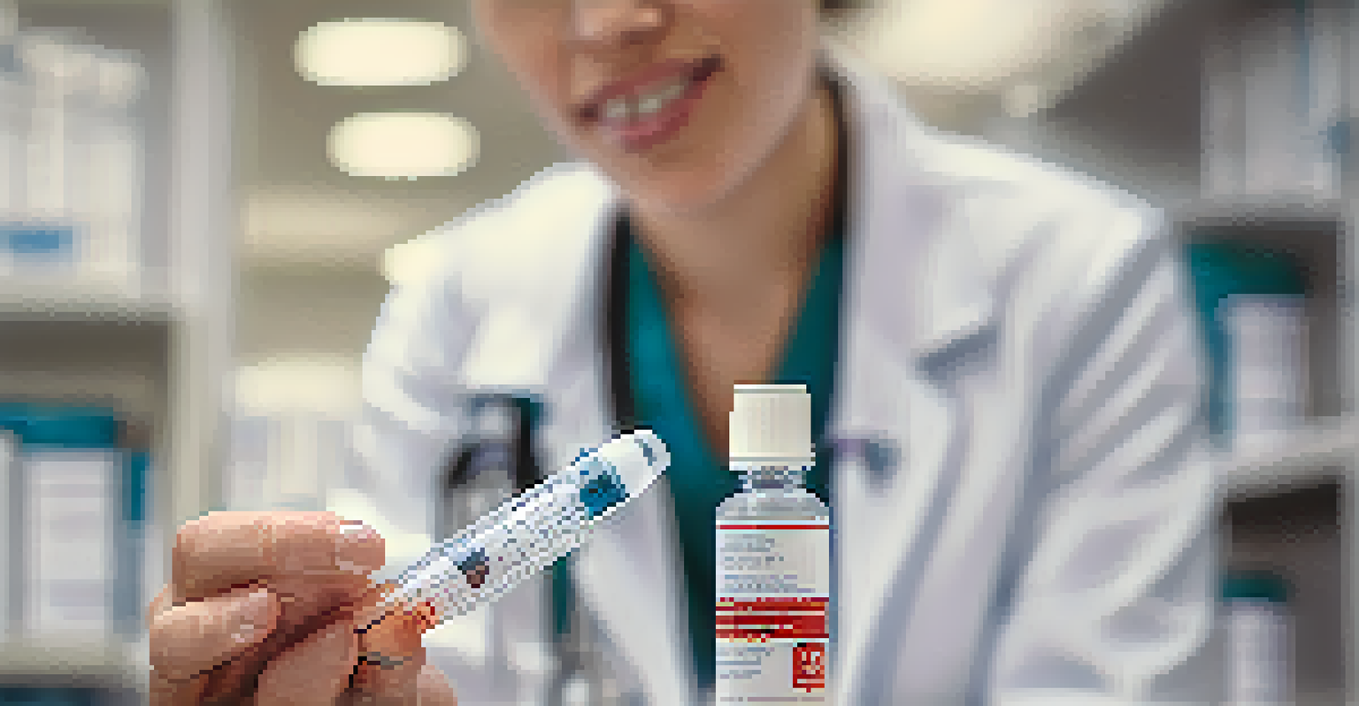 A healthcare professional holding a vaccine syringe with educational materials about vaccination in the background.