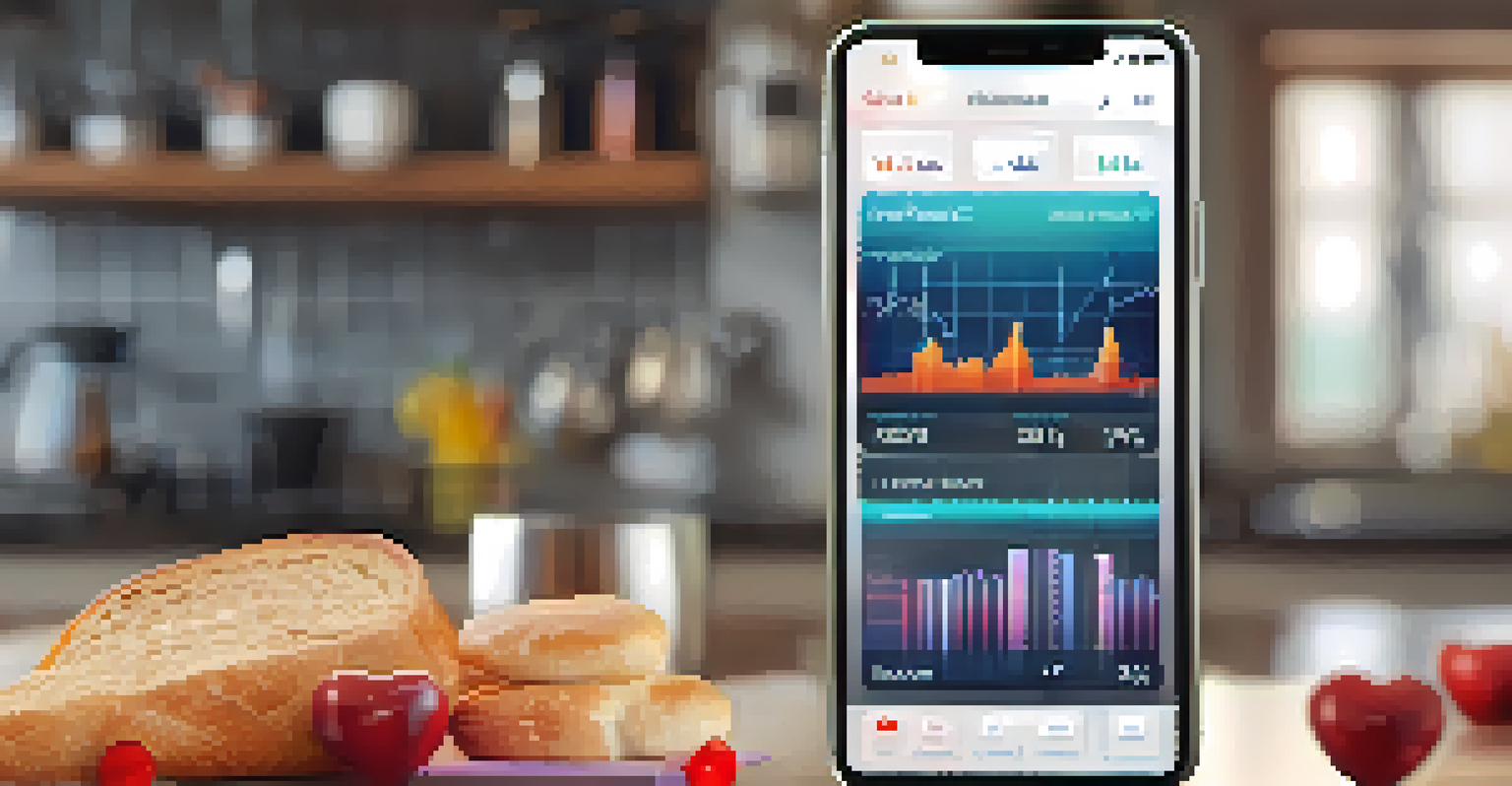 A smartphone showing a health app with colorful health metrics and graphs.