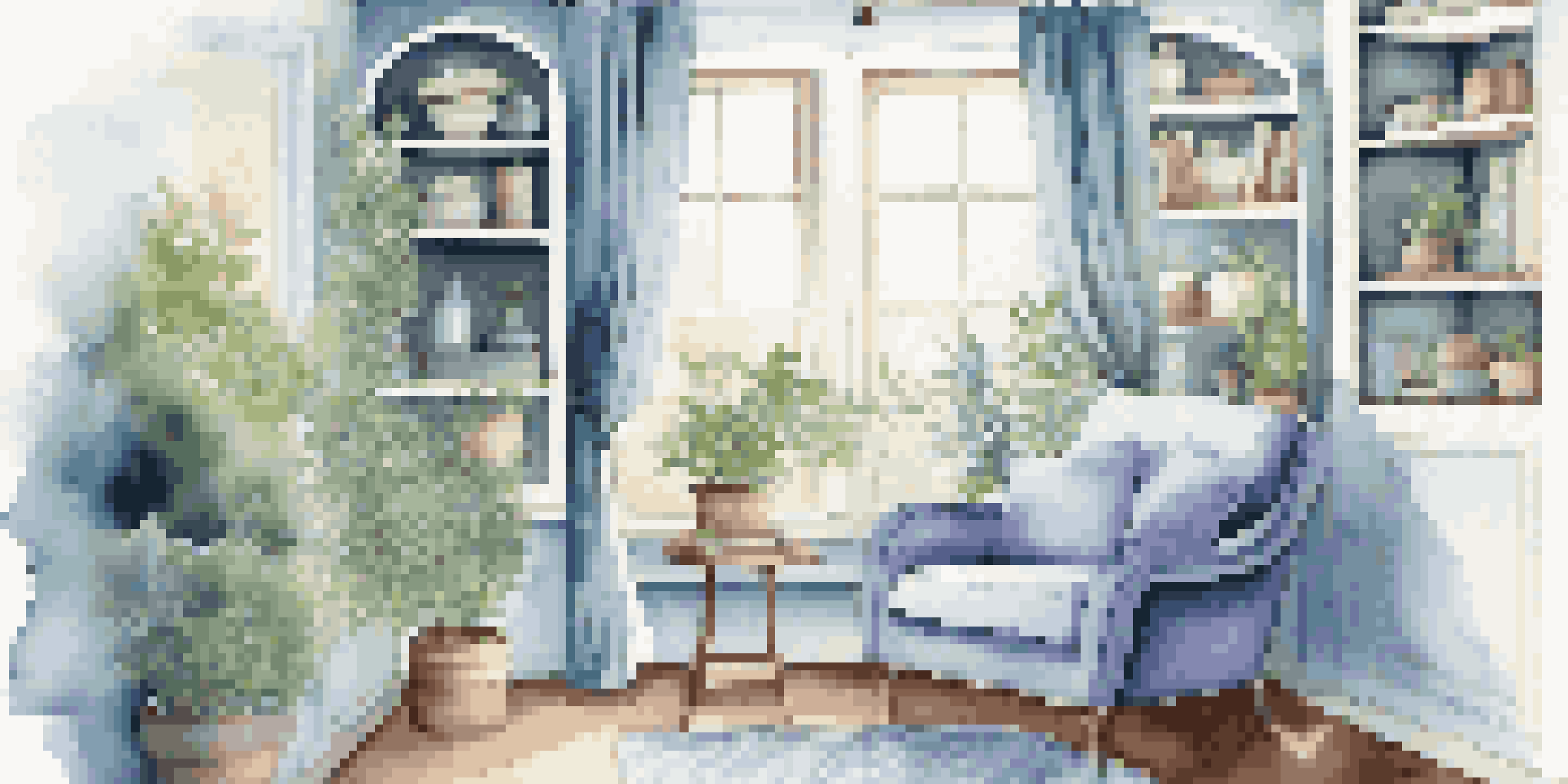 A comforting relaxation corner in a home with an armchair, plants, candles, and a diffuser creating a calming atmosphere.