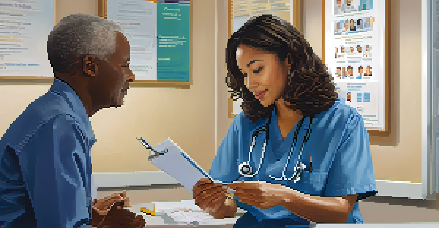 A healthcare professional interacting with a patient in a clinic, focusing on a respectful and warm communication in a well-organized examination room.