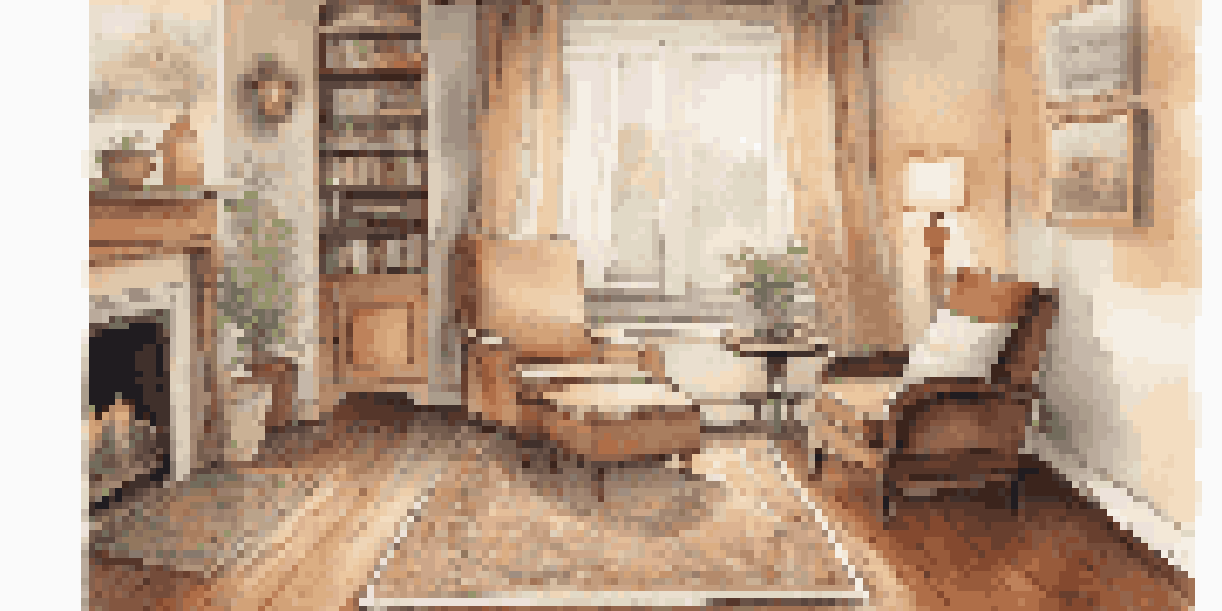 A cozy living room with natural light, a comfortable armchair, a cup of tea, and a journal on a table, evoking a calm and serene environment.