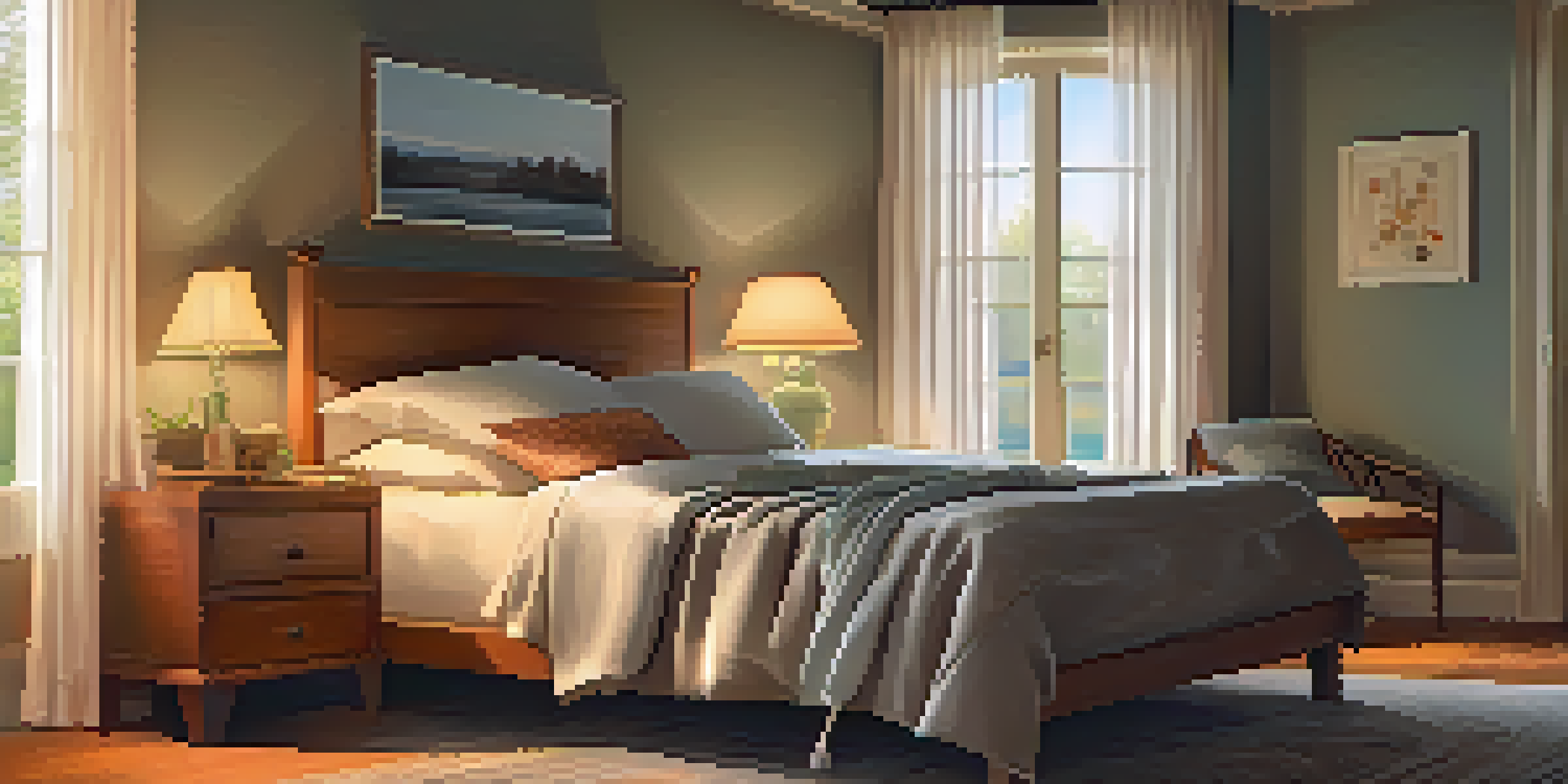 An older adult peacefully sleeping in a cozy bedroom with warm lighting and soft colors.