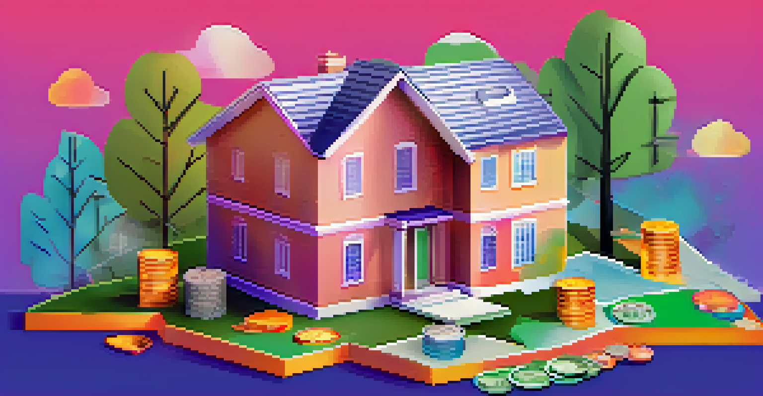 An infographic showing a house made of coins and bills symbolizing financial wellness, with icons for mental health and fitness.