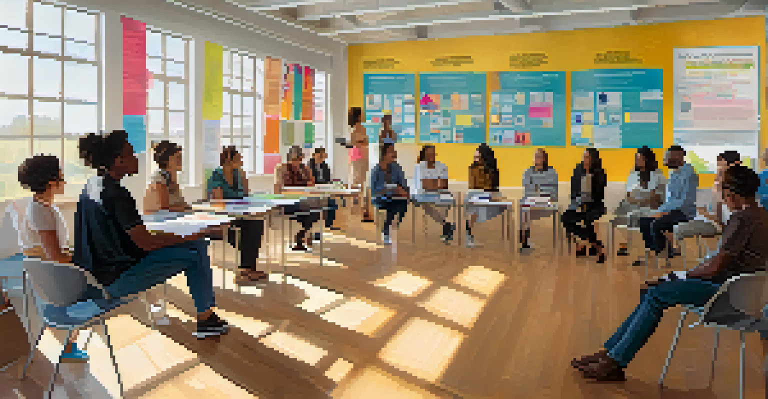 A classroom filled with diverse participants attending a mental health awareness workshop, with a speaker presenting at the front.