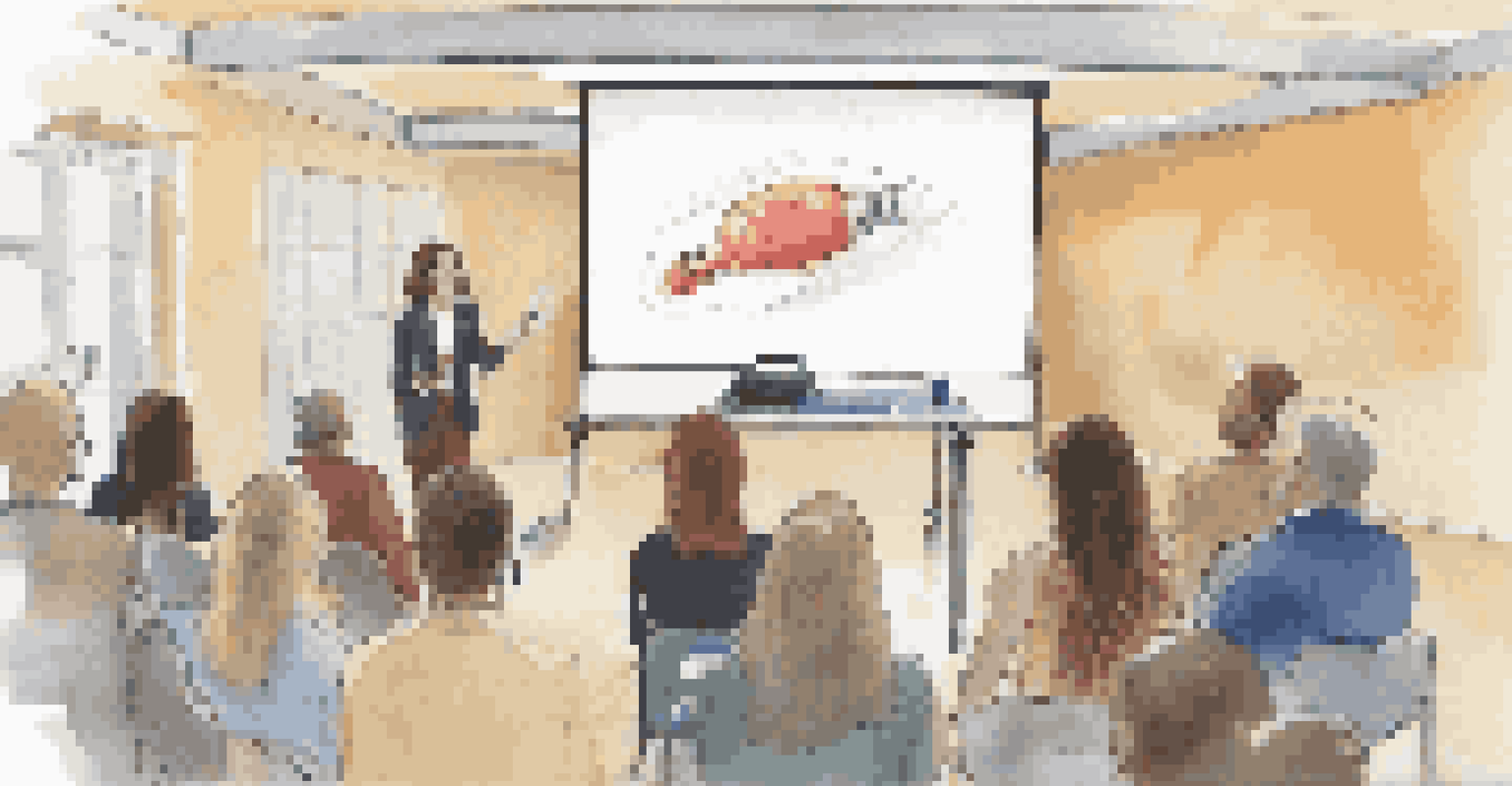 A trainer showing how to use an epinephrine auto-injector in an educational workshop setting.