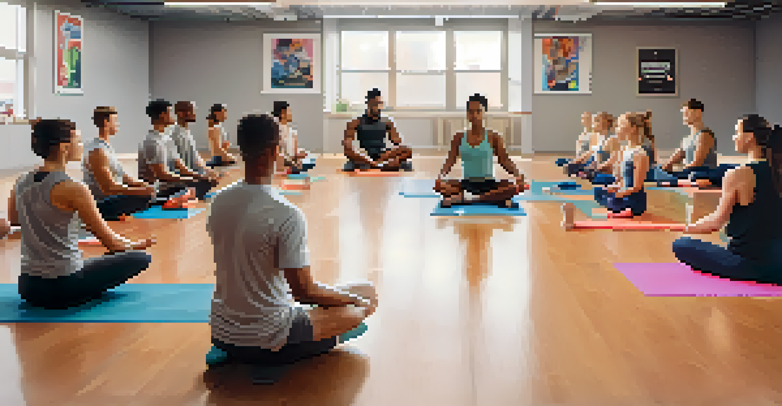 A group of athletes participating in a mental training session led by a coach in a bright indoor space.