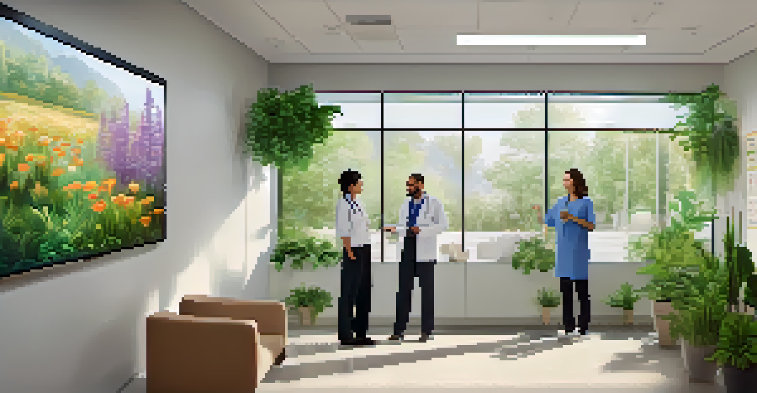 A healthcare professional discussing family health history with a patient in a modern clinic.