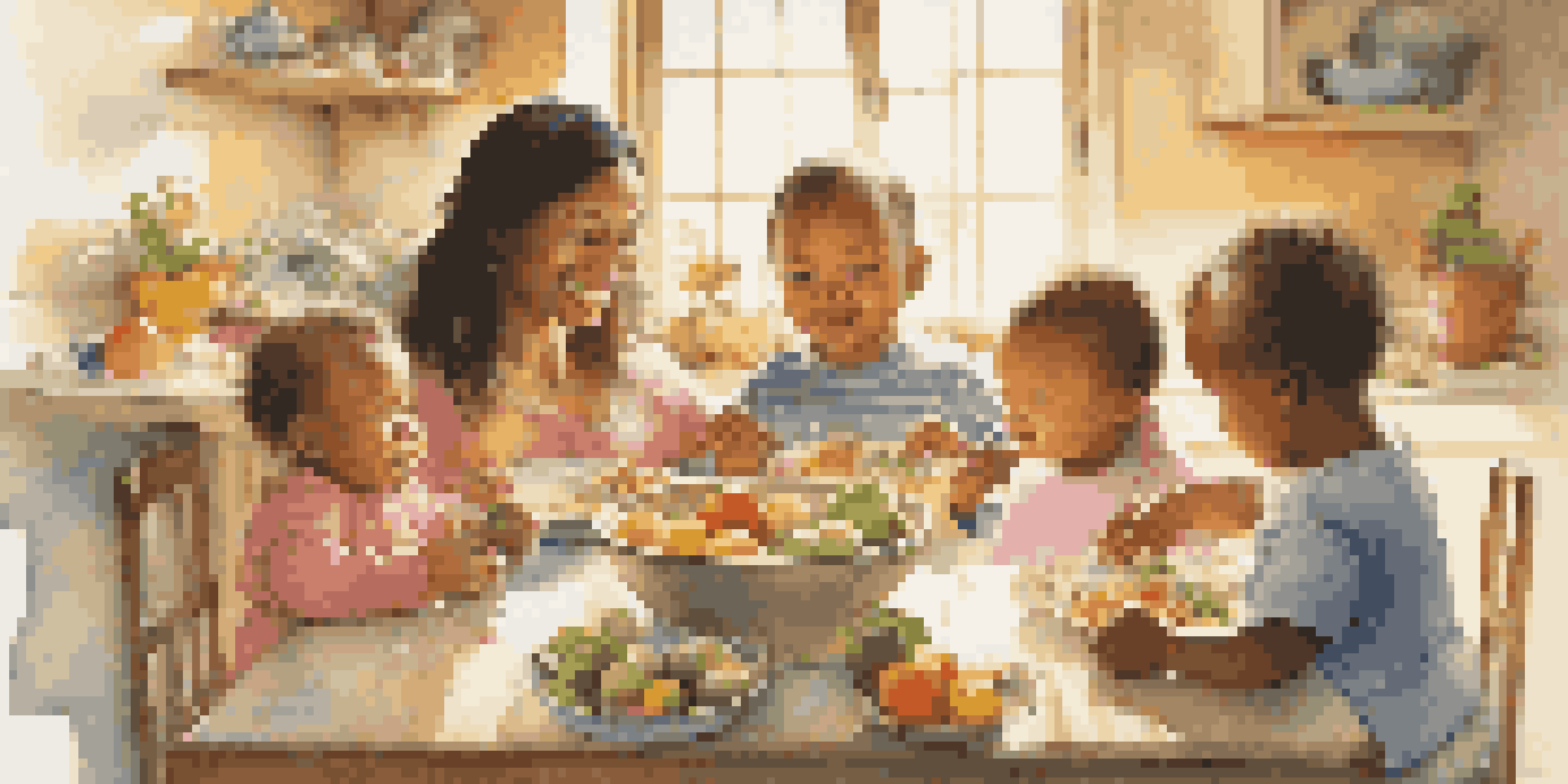 A group of smiling infants in high chairs being fed nutritious solid foods in a bright, warm kitchen.