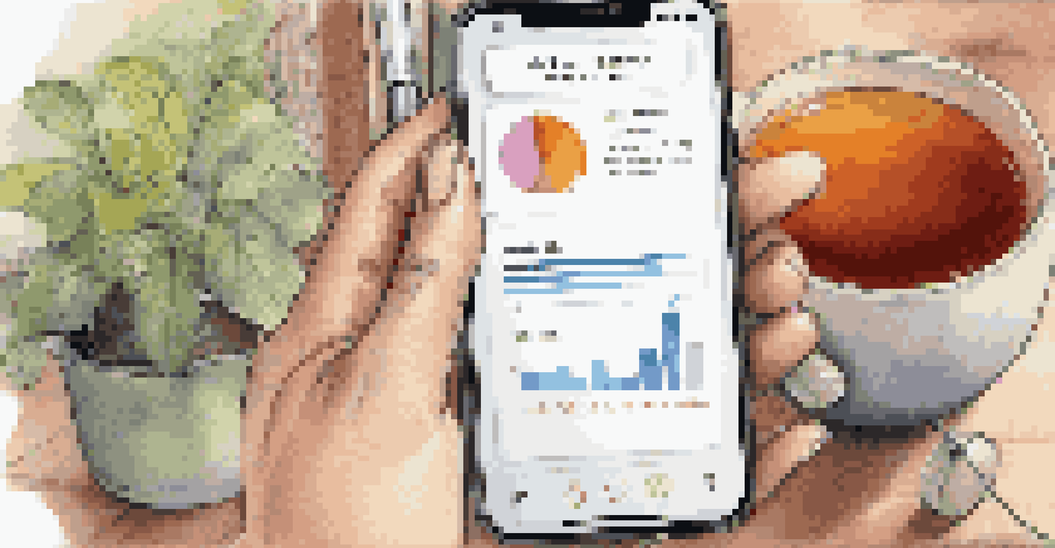 A close-up view of a mobile phone showing a health app, with a cozy living room setting in the background.