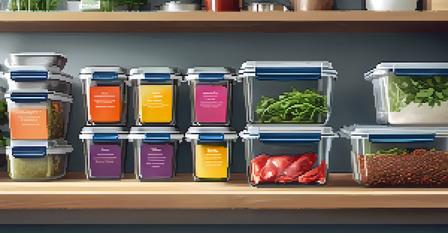 A close-up of hands labeling meal prep containers in a bright kitchen.