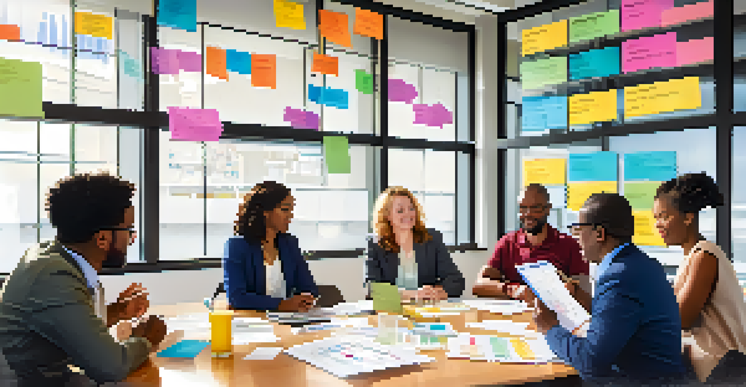 A diverse group of community health partners in a conference room discussing strategies with charts and data on a table.