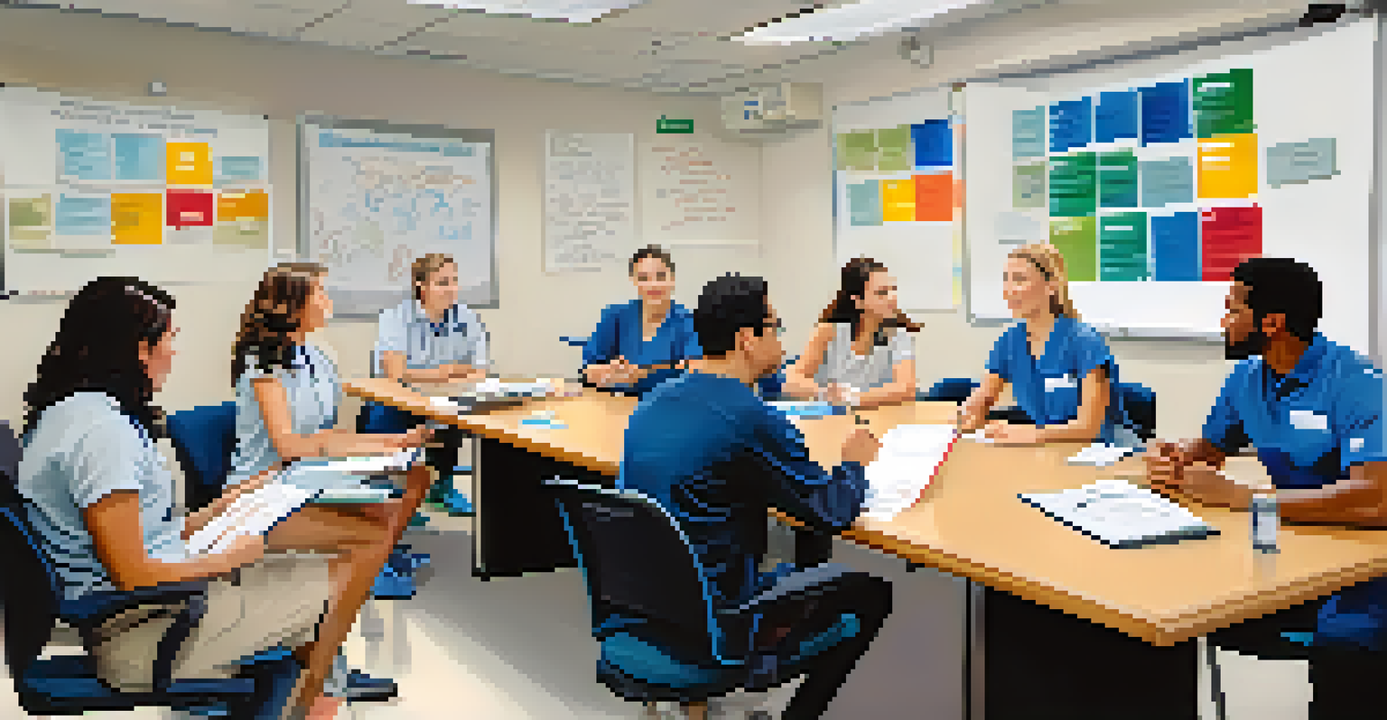 Coaches and medical staff hold a meeting around a table, discussing athlete health and performance.