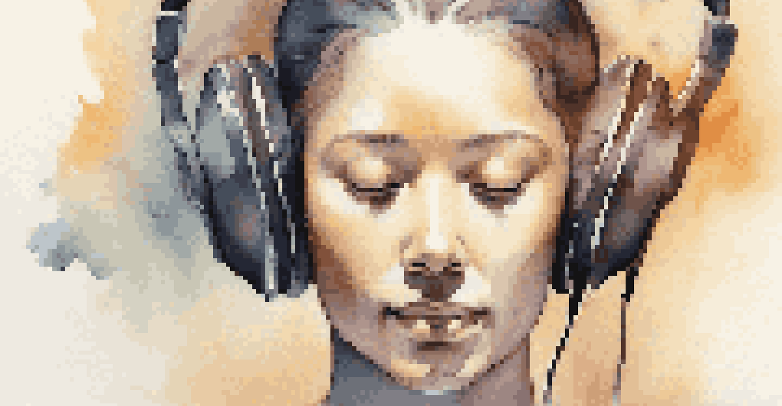 A person meditating with headphones, experiencing sound therapy in a calm and relaxed state.