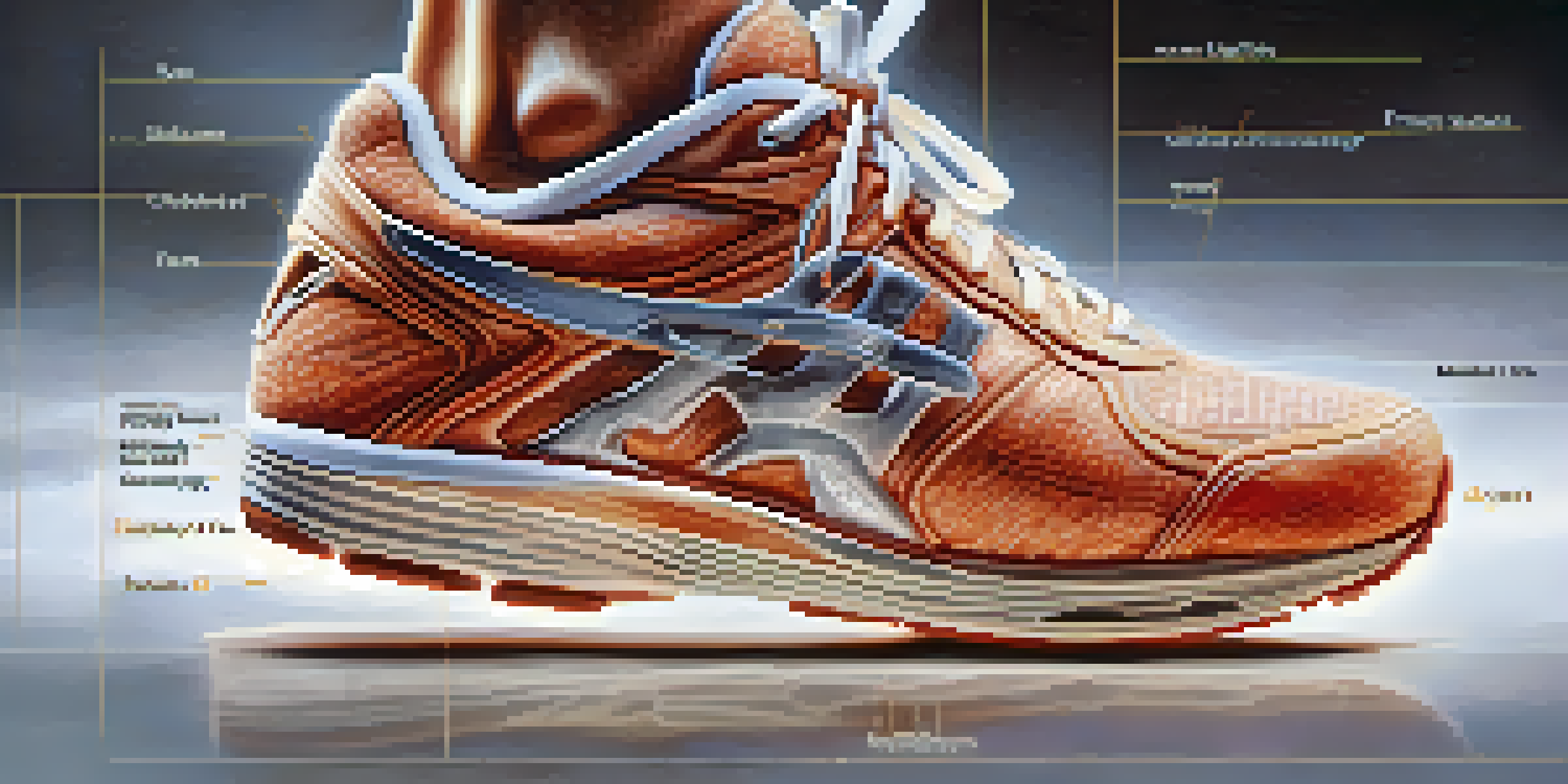 Close-up image of an athlete's foot wearing running shoes, with anatomical diagrams of the Achilles tendon in the background.