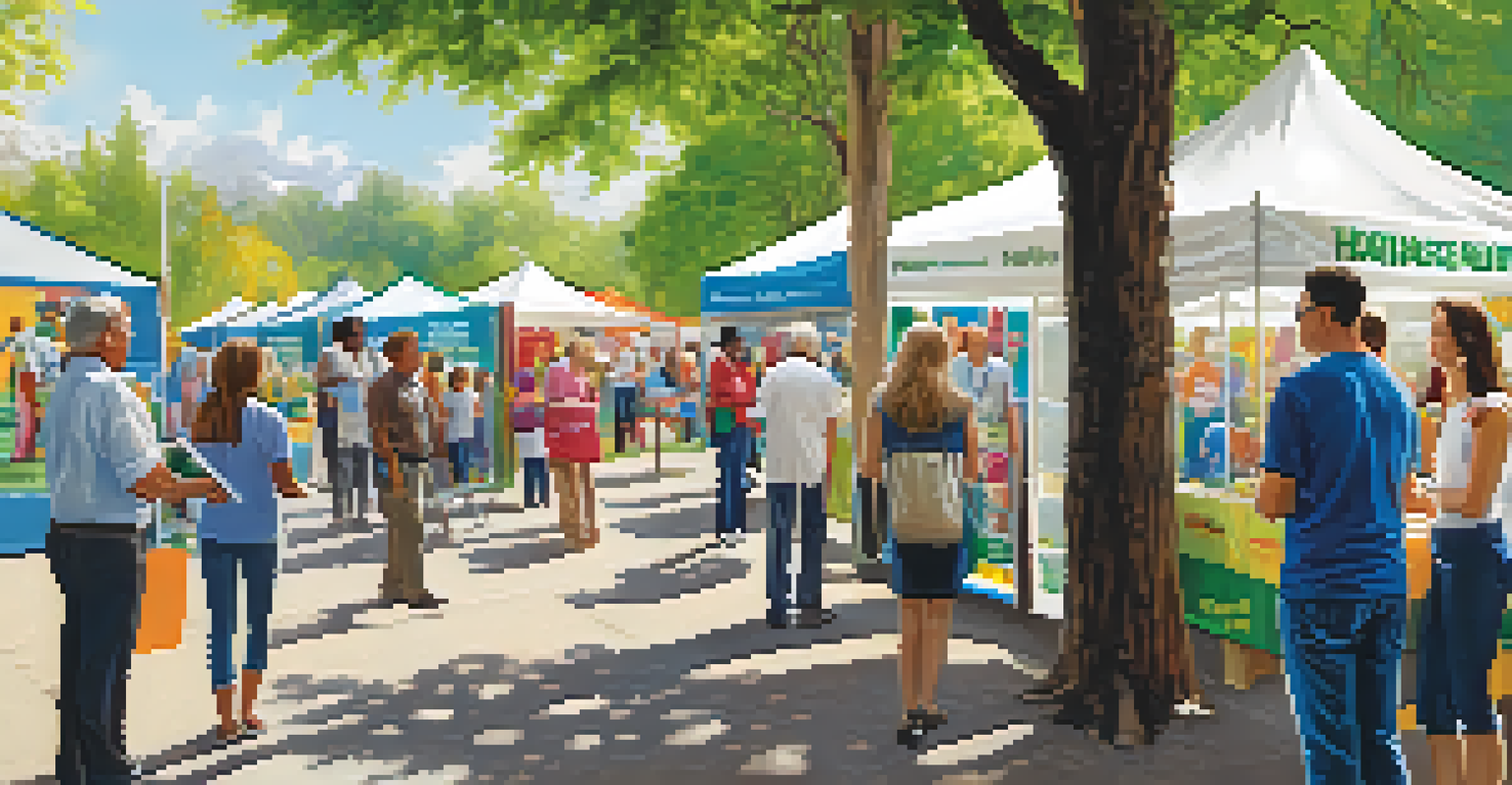 An outdoor health fair showcasing booths about chronic disease management.