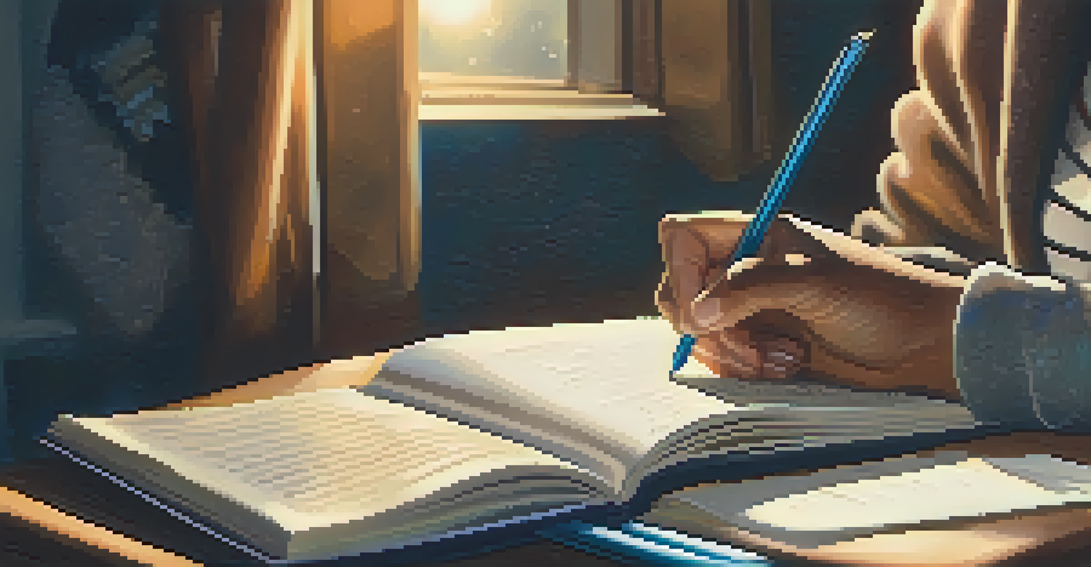 A young person writing in a journal surrounded by motivational notes, emphasizing self-expression and empowerment.