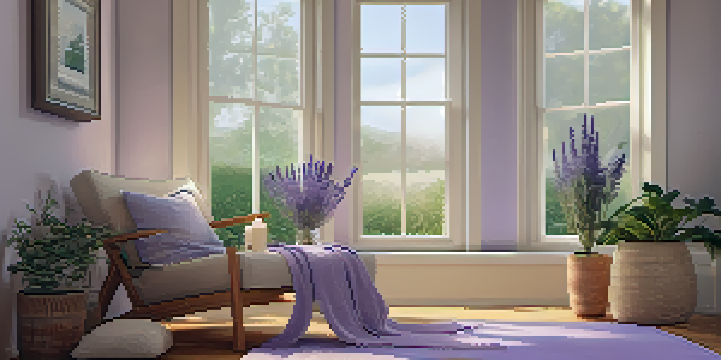 A cozy corner in a home with a diffuser, essential oils, warm lighting, and a comfortable chair, creating a relaxing atmosphere.