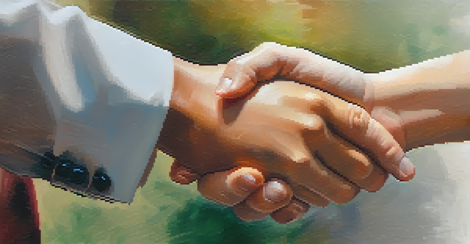 A close-up of a handshake between a mental health professional and a client, symbolizing trust and support.