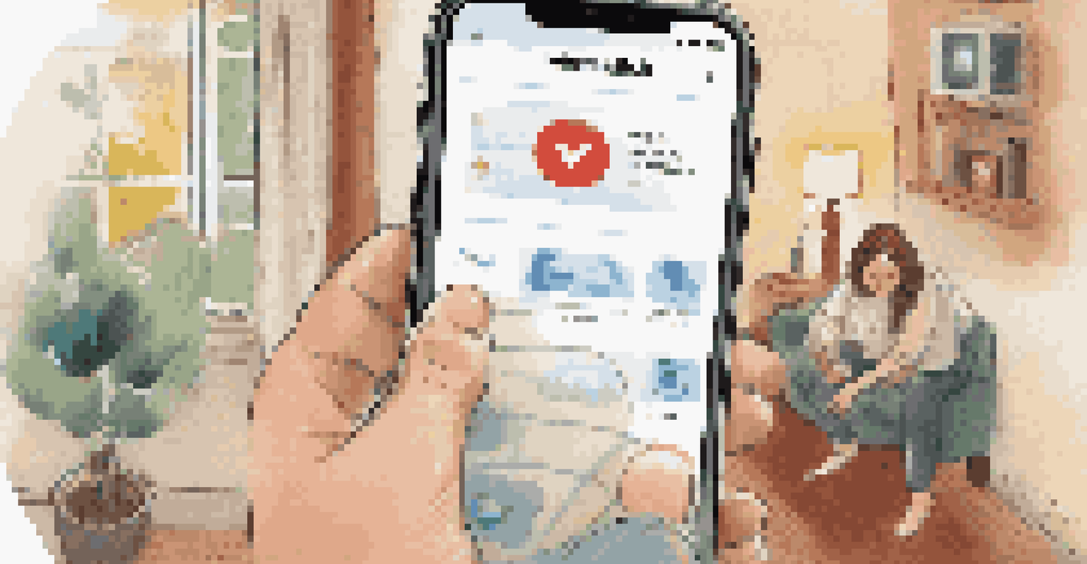 A smartphone displaying a telehealth app with a healthcare provider, set in a cozy home environment.